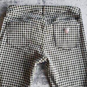 Iconic Y2k Guess Jeans Black White Gingham Check Stretchy Low Rise Jeans